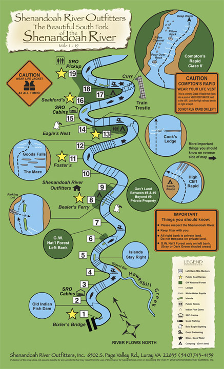 Shenandoah River Map & Info. Shenandoah River Outfitters offers more than 